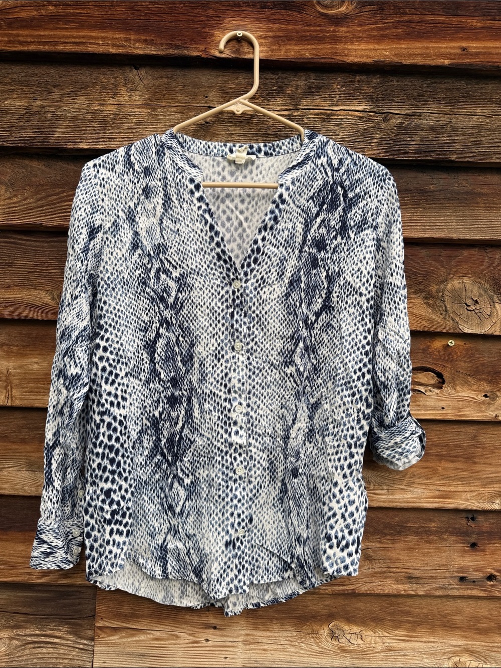 Joie soft snake print button down rollable sleeves